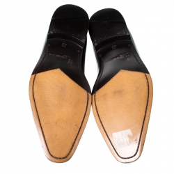 Moreschi Black Leather Penny Slip On Loafers Size 43