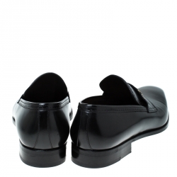 Moreschi Black Leather Penny Slip On Loafers Size 43