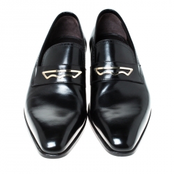 Moreschi Black Leather Penny Slip On Loafers Size 43