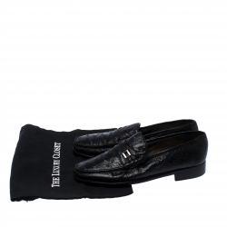 Moreschi Black Ostrich and Leather Loafers Size 41