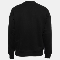 Pre Owned Moschino Couture Black Cotton Logo Applique Detail Sweatshirt S