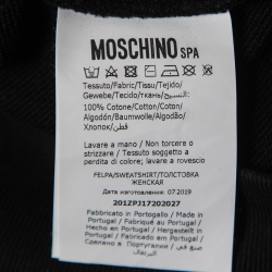 Pre Owned Moschino Couture Black Cotton Logo Applique Detail Sweatshirt S