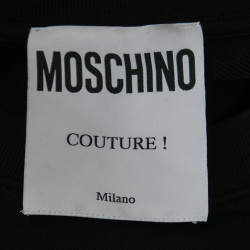 Pre Owned Moschino Couture Black Cotton Logo Applique Detail Sweatshirt S