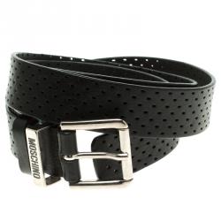 Pre Owned Moschino Black Perforated Leather Belt 120cm