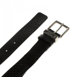 Pre Owned Moschino Black Perforated Leather Belt 120cm