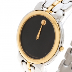 Pre Owned Movado Black Two Tone Stainless Steel Museum Men's Wristwatch 34MM