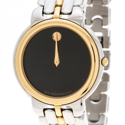 Pre Owned Movado Black Two Tone Stainless Steel Museum Men's Wristwatch 34MM