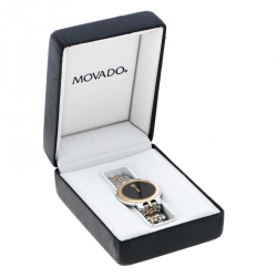 Pre Owned Movado Black Two Tone Stainless Steel Museum Men's Wristwatch 34MM