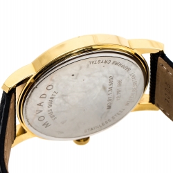 Pre Owned Movado Black Yellow Gold Plated Stainless Steel Museum MO.01.1.34.6002 Men's Wristwatch 38 mm