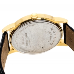 Pre Owned Movado Black Yellow Gold Plated Stainless Steel Museum MO.01.1.34.6002 Men's Wristwatch 38 mm