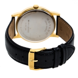 Pre Owned Movado Black Yellow Gold Plated Stainless Steel Museum MO.01.1.34.6002 Men's Wristwatch 38 mm
