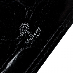 Mulberry Black Croc Embossed Leather Bifold Wallet