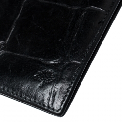 Mulberry Black Croc Embossed Leather Bifold Wallet