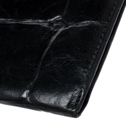 Mulberry Black Croc Embossed Leather Bifold Wallet