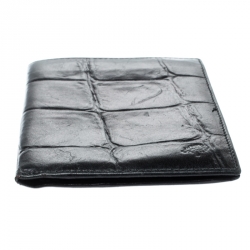 Mulberry Black Croc Embossed Leather Bifold Wallet