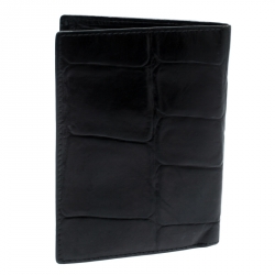 Mulberry Black Croc Embossed Leather Bifold Wallet