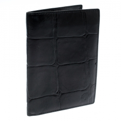 Mulberry Black Croc Embossed Leather Bifold Wallet