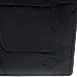 Mulberry Black Croc Embossed Leather Bifold Wallet