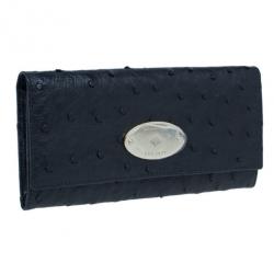 Pre Owned Mulberry Black Ostrich Continental Wallet