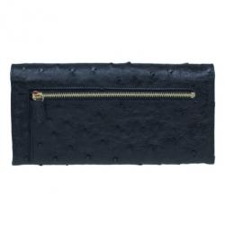 Pre Owned Mulberry Black Ostrich Continental Wallet