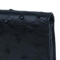 Pre Owned Mulberry Black Ostrich Continental Wallet