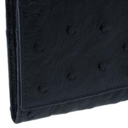 Pre Owned Mulberry Black Ostrich Continental Wallet