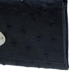 Pre Owned Mulberry Black Ostrich Continental Wallet