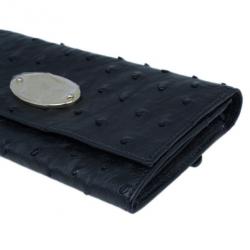 Pre Owned Mulberry Black Ostrich Continental Wallet