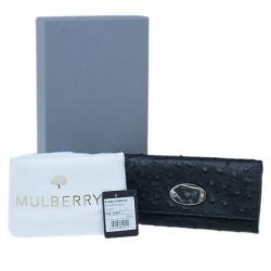 Pre Owned Mulberry Black Ostrich Continental Wallet