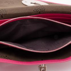 Pre Owned Mulberry Pink Leather Postman's Lock Continental Wallet 