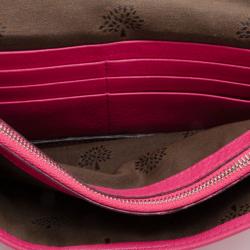 Pre Owned Mulberry Pink Leather Postman's Lock Continental Wallet 