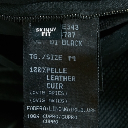 Neil Barrett Black Leather Zip-Up Skinny Fit  Jacket M