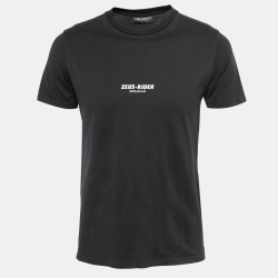 Black Zeus Rider Print Cotton T-Shirt