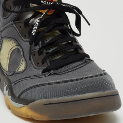 Off-White x Jordan Grey Canvas 5 Retro 'Muslin' Athletic Sneakers Size 47