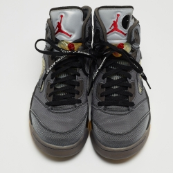 Off-White x Jordan Grey Canvas 5 Retro 'Muslin' Athletic Sneakers Size 47