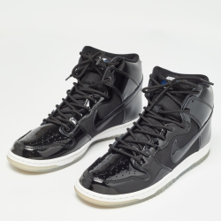 Nike Black Patent Leather and Mesh SB Dunk High Space Jam Sneakers Size 44