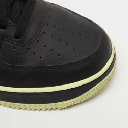 Nike Air Force 1 Black Leather Low Black Volt Sneakers Size 42.5