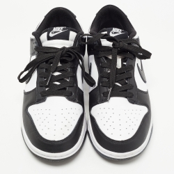 Nike Black/White Leather Dunk Low Top Sneakers Size 41