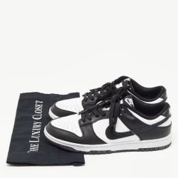 Nike Black/White Leather Dunk Low Top Sneakers Size 41