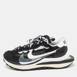 Nike x Sacai Black/White  Mesh and Suede Vaporwaffle Sneakers Size 40.5