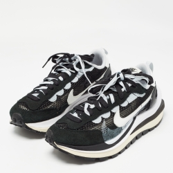Nike x Sacai Black/White  Mesh and Suede Vaporwaffle Sneakers Size 40.5