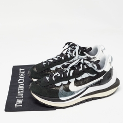 Nike x Sacai Black/White  Mesh and Suede Vaporwaffle Sneakers Size 40.5