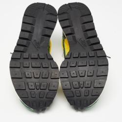 Nike x Sacai Green/Yellow Mesh and Suede Vaporwaffle Sneakers Size 40.5