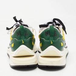 Nike x Sacai Green/Yellow Mesh and Suede Vaporwaffle Sneakers Size 40.5