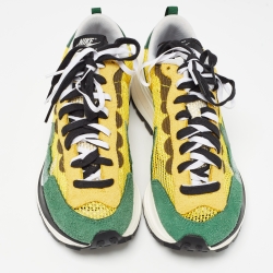 Nike x Sacai Green/Yellow Mesh and Suede Vaporwaffle Sneakers Size 40.5