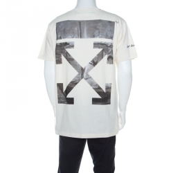 Pre Owned Off-White White Impressionism Print Cotton Short Sleeve T- Shirt L