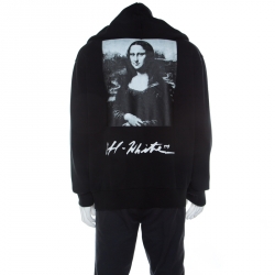 Pre Owned Off-White Black Mona Lisa Print Cotton Zip Front Hoodie XXL