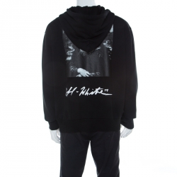 Pre Owned Off-White Black Mona Lisa Print Cotton Zip Front Hoodie XXL