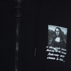 Pre Owned Off-White Black Mona Lisa Print Cotton Zip Front Hoodie XXL