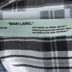 Pre Owned Off White Monochrome Checked Cotton Spray Paint Detail Shirt S